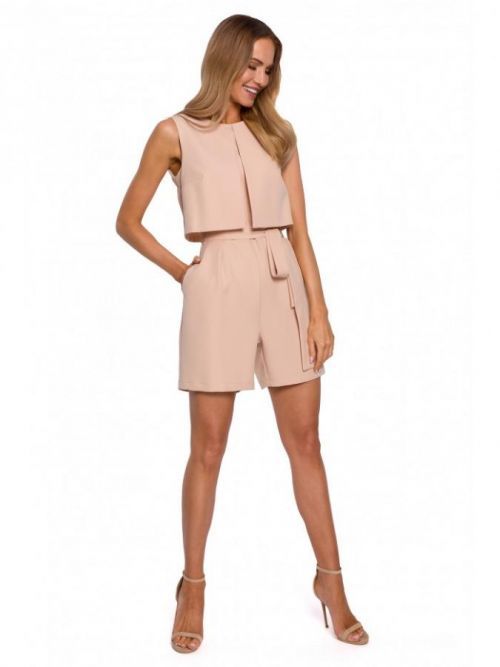 M574 Double Layered Sleeveless Romper  EÚ S. béžový