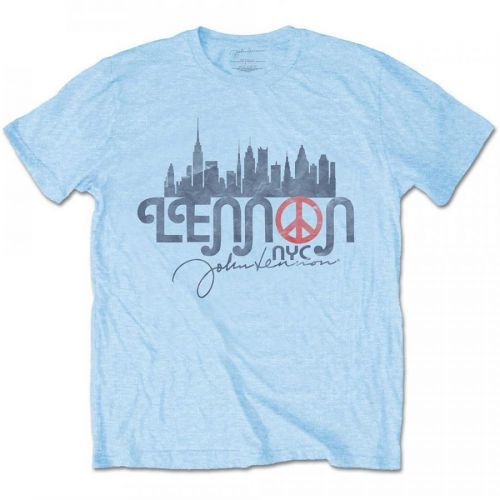 John Lennon - Tričko NYC Skyline - Muž, Unisex, Modrá, XXL
