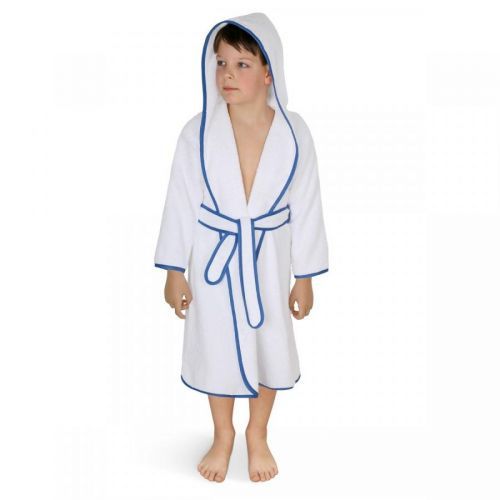 Bellatex Detský froté župan biely s modrým lemom, 68 cm