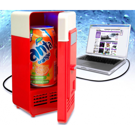 048289 Retro USB chladnička červená