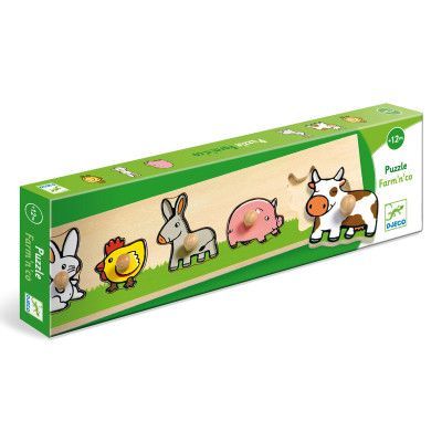 Drevené vkladacie puzzle - Na farme