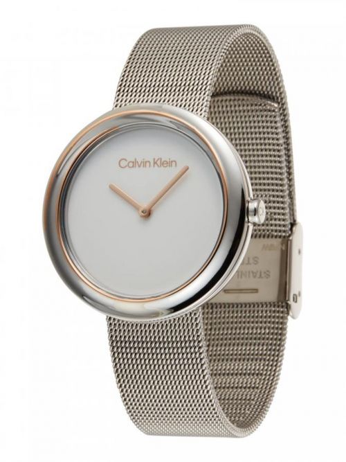 Calvin Klein Analógové hodinky 'Twisted Bezel'  strieborná / biela