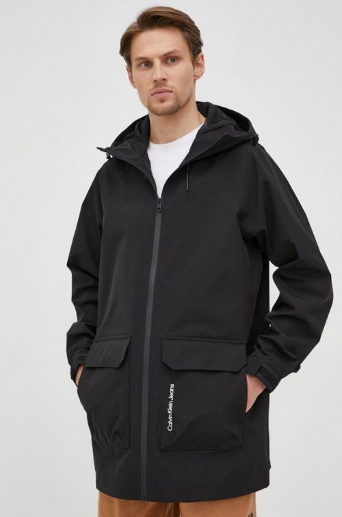Bunda Calvin Klein Jeans pánska, čierna farba, prechodná, oversize