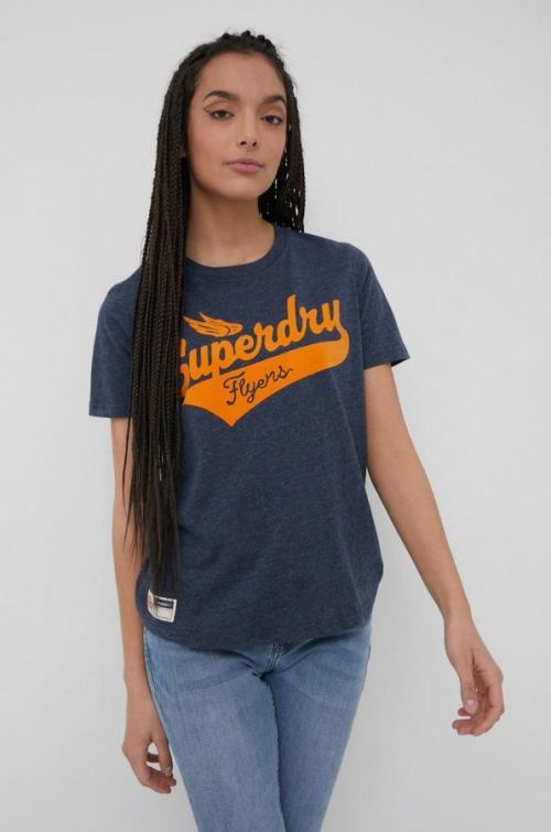 Tričko Superdry dámsky, tmavomodrá farba,