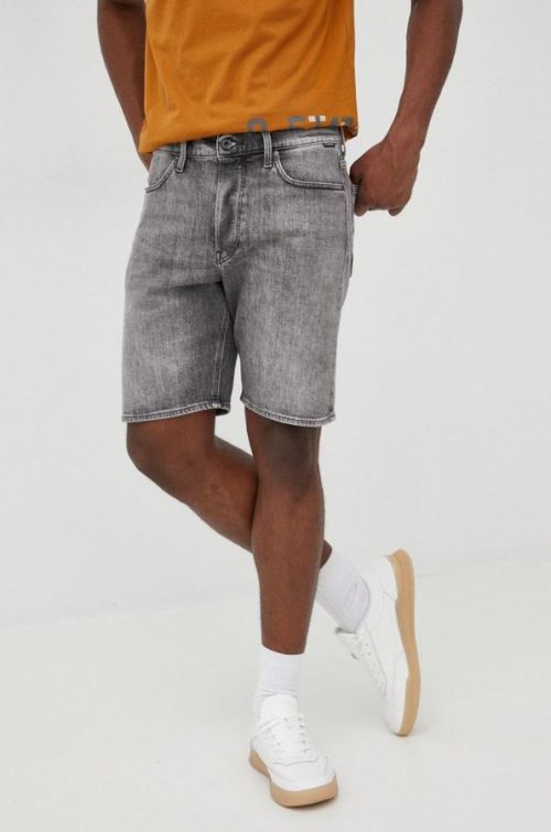 Rifľové krátke nohavice G-Star Raw pánske, šedá farba,