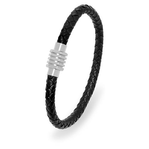 Troli Čierny kožený náramok pre mužov Leather 21 cm