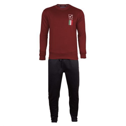 TUTA ITALIA 100 UOMO IN FELPA GRANATA/NERO Tg. XL