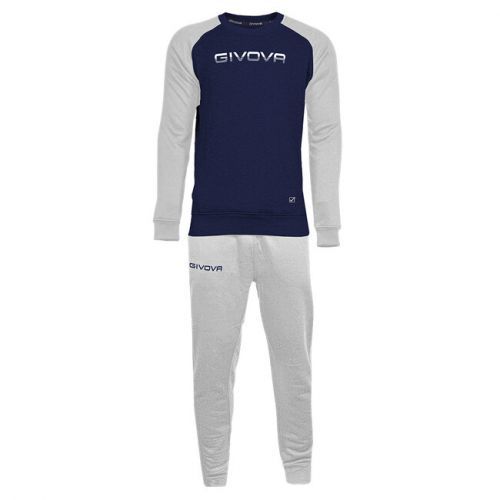 TUTA ITALIA 104 G/COLLO IN FELPA CON BANDA BLU/GRIGIO CHIARO Tg. S