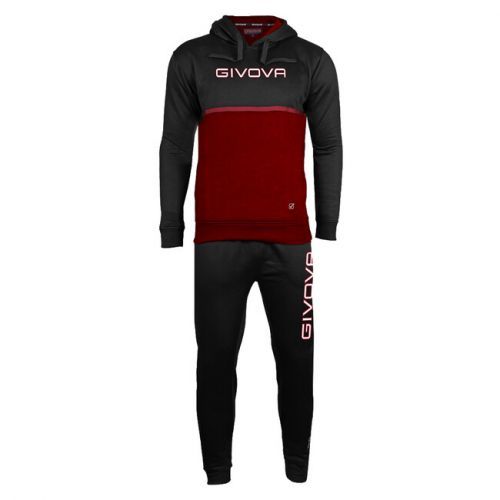 TUTA ITALIA 106 UOMO CON CAPP. BICOLORE IN FELPA NERO/GRANATA Tg. S