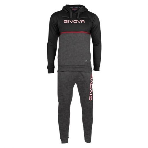TUTA ITALIA 106 UOMO CON CAPP. BICOLORE IN FELPA NERO/GRIGIO SCURO Tg. M