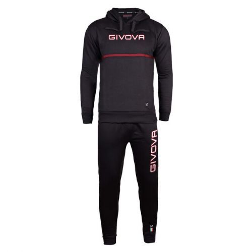 TUTA ITALIA 106 UOMO CON CAPP. BICOLORE IN FELPA NERO/NERO Tg. S