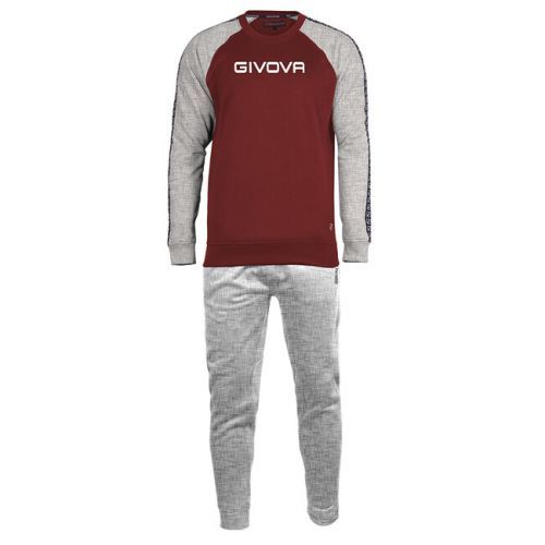 TUTA ITALIA UOMO 102 G/COLLO felpa CON BANDA GRIGIO MELANGE CHIARO/GRANATA Tg. L