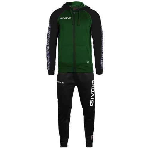 TUTA ITALIA UOMO 103 IN FELPA CON CAPP. E BANDA NERO/VERDE Tg. S