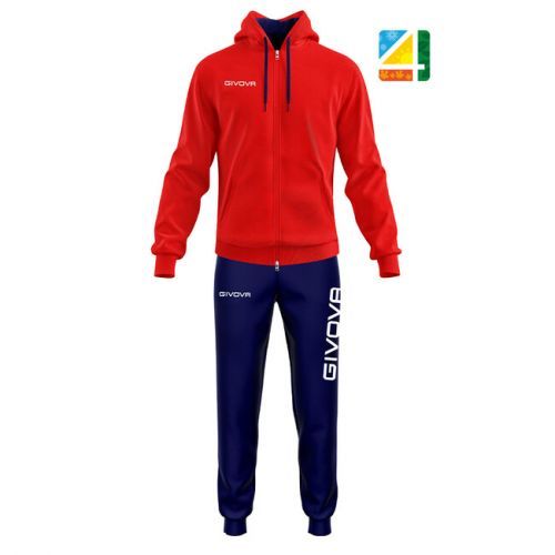 TUTA KING COTONE TERRY (POKER) ROSSO/BLU Tg. M