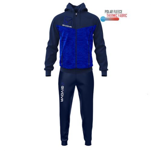 TUTA VISA MELANGE CON CAPPUCCIO POLARFLEECE BLU/AZZURRO MELANGE Tg. L