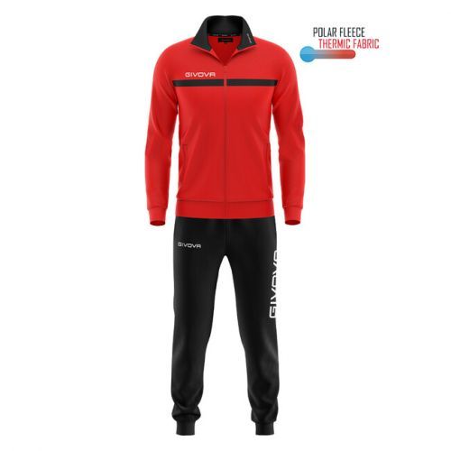 TUTA GIVOVA ONE FULL ZIP POLARFLEECE ROSSO/NERO Tg. M