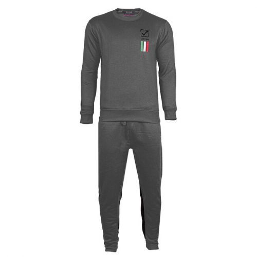 TUTA ITALIA 100 UOMO IN FELPA GRIGIO SCURO MELANGE Tg. XS
