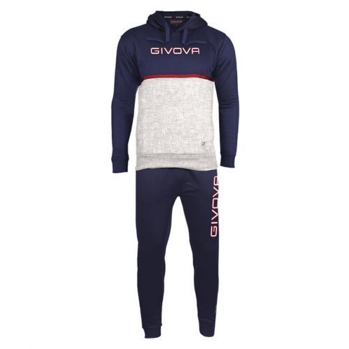 TUTA ITALIA 106 UOMO CON CAPP. BICOLORE IN FELPA BLU/GRIGIO CHIARO Tg. XL