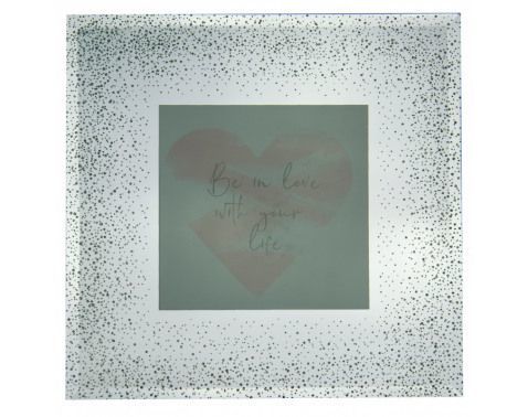 Fotorámeček sklenený 10x10 cm, strieborný trblietavý%