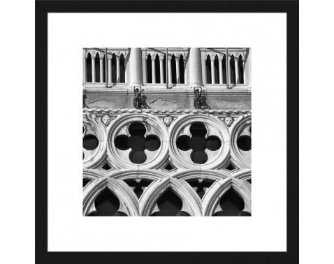 Rámovaný obraz Dóžov palác fasáda 30x30 cm, čiernobiely%