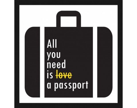 Rámovaný obraz Cestovný kufor s textom, 30x30 cm%