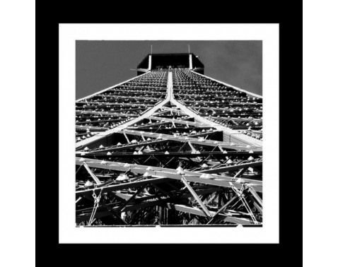 Rámovaný obraz Eiffelova veža detail 20x20 cm, čiernobiely%