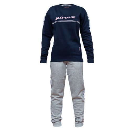 TUTA DONNA 100 G/COLLO CON BANDA IN FELPA BLU/GRIGIO CHIARO Tg. 2XS