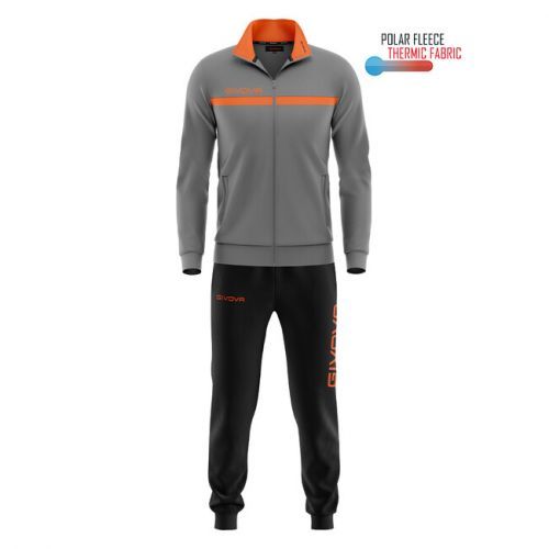 TUTA GIVOVA ONE FULL ZIP POLARFLEECE GRIGIO SCURO/ARANCIO FLUO Tg. S