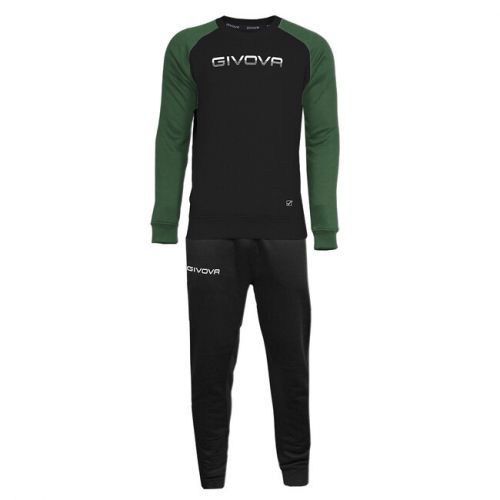 TUTA ITALIA 104 G/COLLO IN FELPA CON BANDA NERO/VERDE Tg. XL