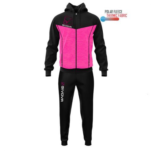 TUTA VISA MELANGE CON CAPPUCCIO POLARFLEECE ROSA FLUO/NERO Tg. 2XL