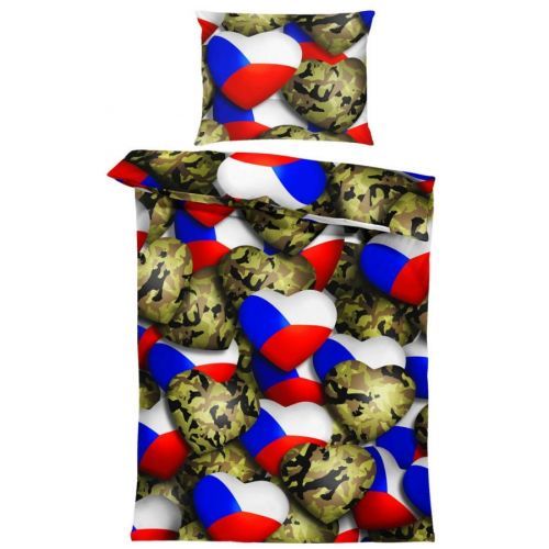 Obliečky maskáčové pre jedno lôžko Impar Srdce - český vzor, 150x200 + 50x60