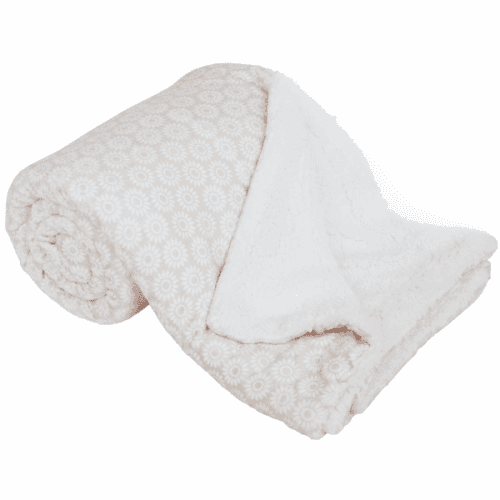 Oboustranná beránková deka, béžová/bílá/vzor, 150x200, AVANTI