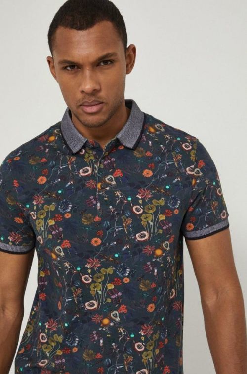 Bavlnené polo tričko Medicine tmavomodrá farba, vzorované