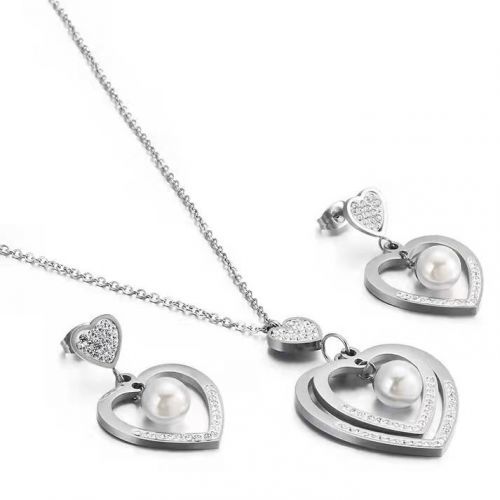 Set Hjerte-Strieborná KP15103