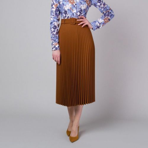 Elegantná plisovaná sukňa hnedej farby 13756