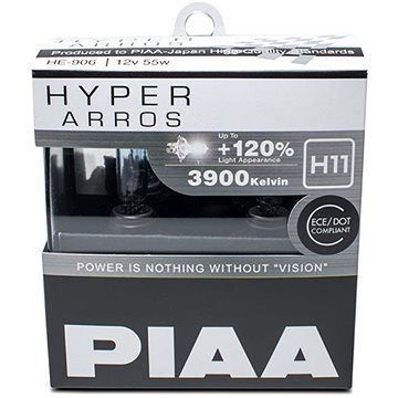 Autožiarovky PIAA Hyper Arros 3900K H11 - o 120 percent vyššia svietivosť, zvýšený jas