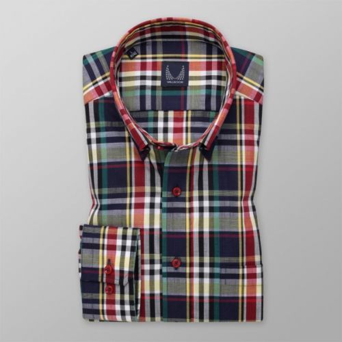 Pánska slim fit košeľa s farebným károvaným vzorom 13771