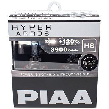 PIAA Hyper Arros 3900K H8 + 120 % zvýšený jas, 2 ks