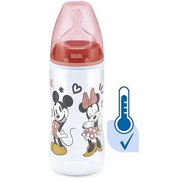 NUK FC+ fľaša Mickey s kontrolou teploty 300 ml, červená