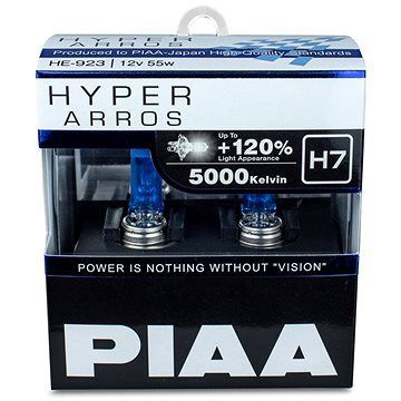 PIAA Hyper Arros 5000K H7 + 120%, jasne biele svetlo s teplotou 5000K, 2 ks