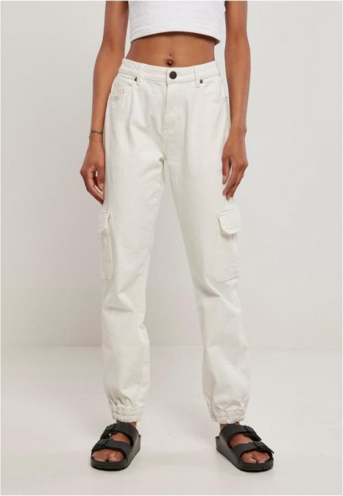 Urban Classics Ladies Organic Stretch Denim Cargo Pants offwhite raw - 26