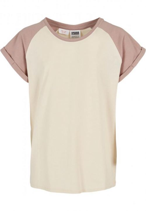 Urban Classics Girls Contrast Raglan Tee whitesand/duskrose - 110/116
