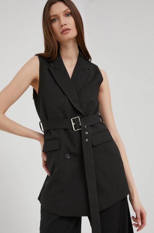 Vesta Answear Lab čierna farba, dvojradová,