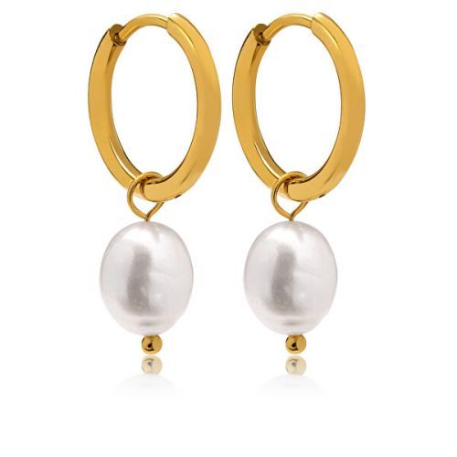 Troli Pôvabné pozlátené náušnice s perlami 2v1 VAAXF340G