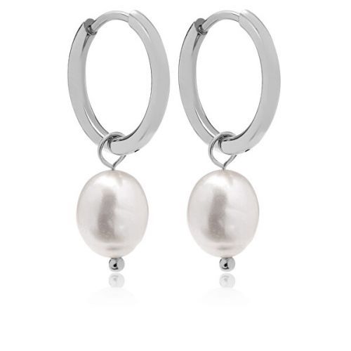 Troli Pôvabné oceľové náušnice s perlami 2v1 VAAXF340S