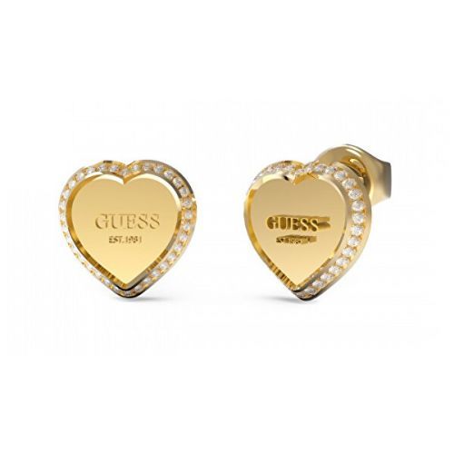 Guess Blýštivé srdiečkové náušnice Fine Heart JUBE01427JWYGT/U