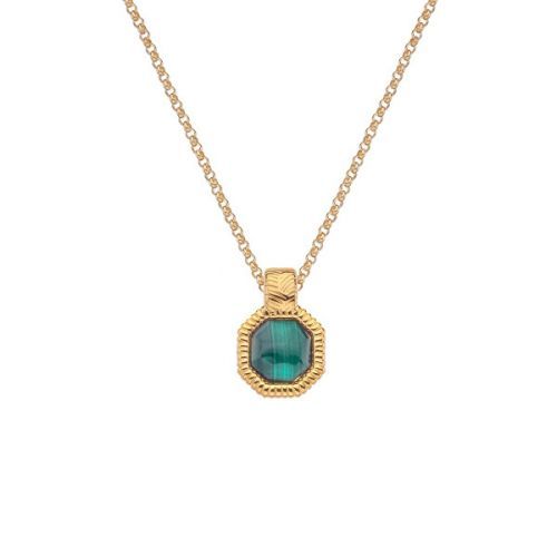 Hot Diamonds Pozlátený náhrdelník s diamantom a malachitom Jac Jossa Hope DP845 (retiazka, prívesok)