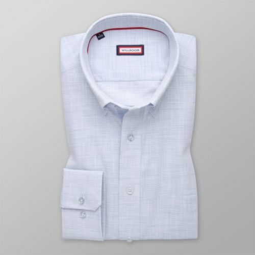 Pánska slim fit košeľa svetlomodrej farby s jemnými prúžkami 13791