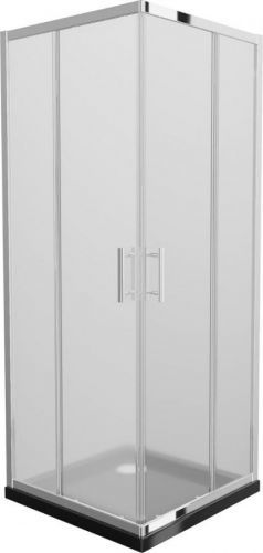MEXEN/S - Rio štvorcový sprchovací kút 80 x 80 cm, mráz, chróm + vanička so sifónom Flat, čierny 860-080-080-01-30-4070