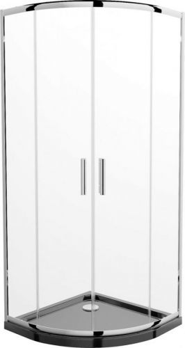 MEXEN/S - Rio štvrťkruhový sprchovací kút 90 x 90 cm, transparent, chróm + vanička so sifónom Flat, čierny 863-090-090-01-00-4170